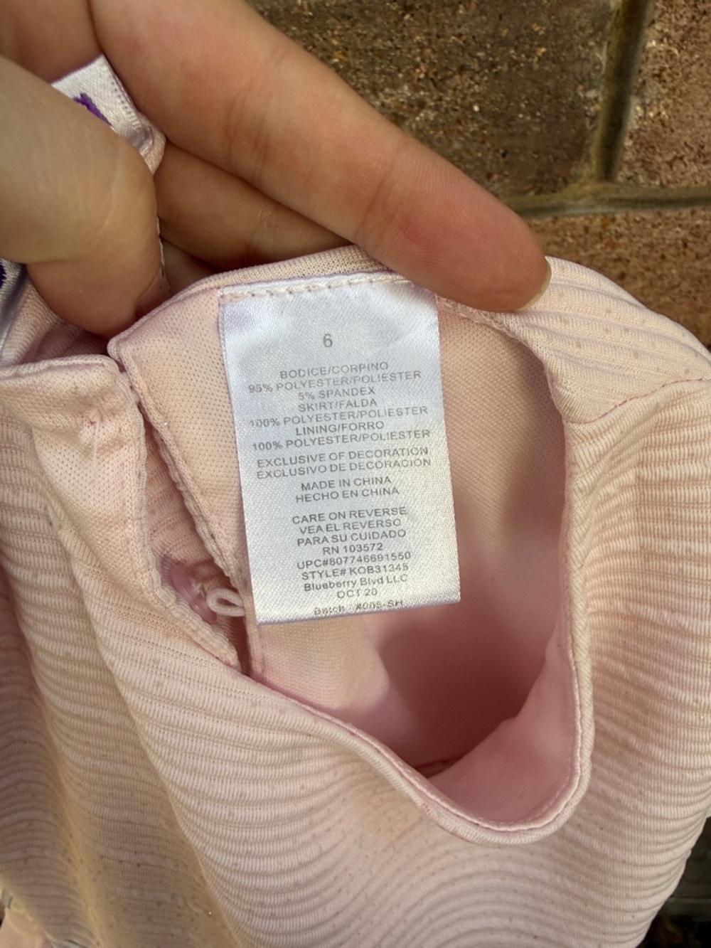 Blueberi Boulevard Pale Pink Ribbed Dress with Unicorn and Butterfly Trim Size 6 - Picture 6 of 6
